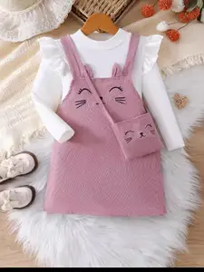 Xsole Girls Printed Sheath Dress With T Shirt