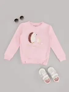 Pantaloons Junior Girls Self Design Round Neck Sweatshirt