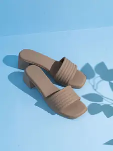 Inc 5 Women Open Toe Block Heel Mules