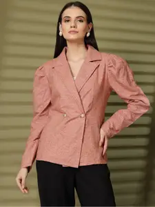 plusS Notched Lapel Slim-Fit Cotton Single Breasted Blazer