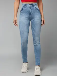 DOLCE CRUDO Women Slim Fit High-Rise Heavy Fade Stretchable Jeans