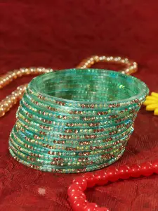 LAVAZZA Set Of 12 Zircon Diamond Stone Glass Studded & Beads Bangle