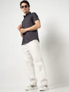 Blue Buddha Men Comfort Spread Collar Solid Cotton Tailored Fit Casual Shirt