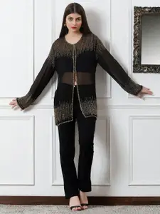 DEBONATELLA Embellished Longline Open Front Party Shrug