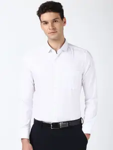 Peter England Elite Men Spread Collar Checked Cotton Slim Fit Formal Shirt