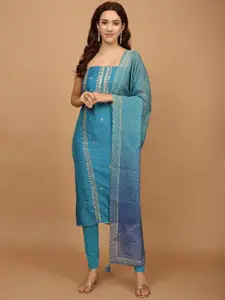 Meena Bazaar Gotta Patti & Bandhani Printed Chanderi Unstitched Dress Material