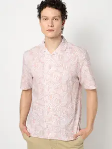 Blue Buddha Men Comfort Cuban Collar Floral Printed Cotton Tailored Fit Casual Shirt