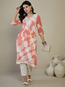 Anouk Floral Embroidered Thread Work Regular Straight Kurta