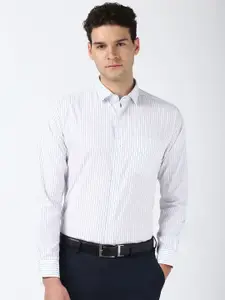 Peter England Elite Men Spread Collar Vertical Striped Cotton Formal Shirt