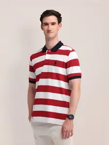 U.S. Polo Assn. Men Striped Polo Collar Cotton Slim Fit T-shirt