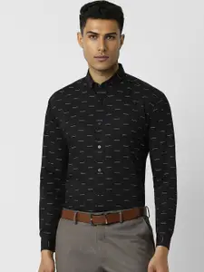 V Dot Men Button-Down Collar Horizontal Striped Cotton Slim Fit Formal Shirt