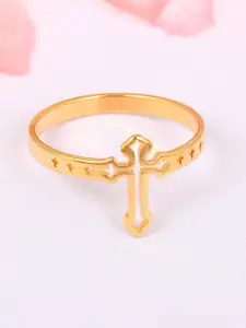 MEMOIR Gold Plated Jesus Crucifix Cross Finger Ring