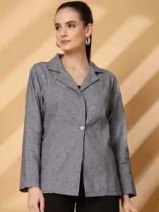 plusS Notched Lapel Cotton Single Breasted Blazer