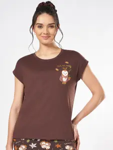 Dreamz by Pantaloons Women Printed Round Neck  Lounge T-Shirt