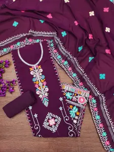 Maroosh Floral Embroidered Thread Work Unstitched Dress Material