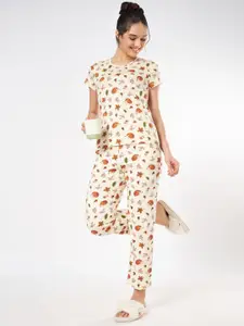 Dreamz by Pantaloons Women Conversational Printed Pure Cotton Lounge T-shirts