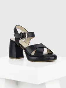 Oroh Women Leather Party Platform Sandals with Buckles