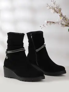 Flat n Heels Women Solid Block Heeled Slouchy Boots