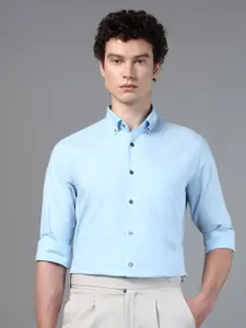 DON VINO Men Comfort Button-Down Collar Solid Cotton Slim Fit Formal Shirt