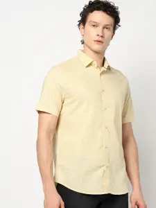 Blue Buddha Men Comfort Spread Collar Floral Printed Cotton Tailored Fit Casual Shirt