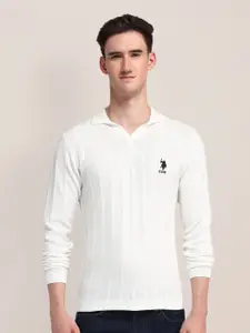 U.S. Polo Assn. Men Self Design Long Sleeves Cotton Sweaters Pullover