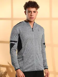 Campus Sutra Men Mock Collar Colourblocked Casual Bomber Jacket