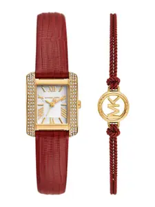Michael Kors Women Dial & Leather Straps Analogue Watch AK_MK4874SET