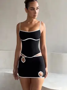 MIAKEE Shoulder Straps Top With Mini Skirt