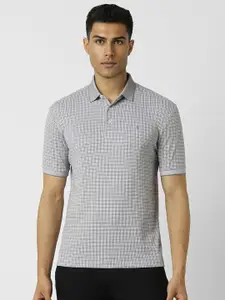 Van Heusen Men Checked Polo Collar Cotton T-shirt