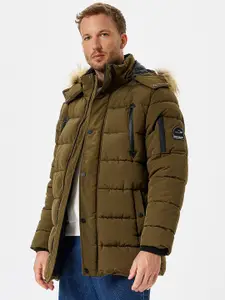Koton Men Hooded Solid Casual Parka Jacket