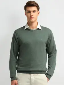Arrow Men Green Round neck Full Sleeves Pullover