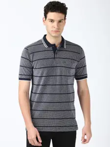 Peter England Men Striped Polo Collar Cotton T-shirt