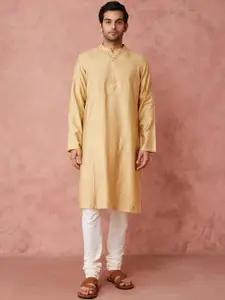 Fabindia Checked Mandarin Collar Straight Kurta