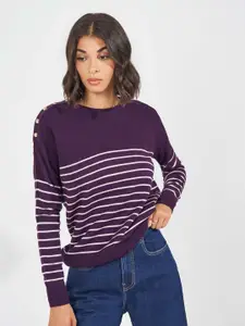 Styli Women Striped Pullover Sweaters
