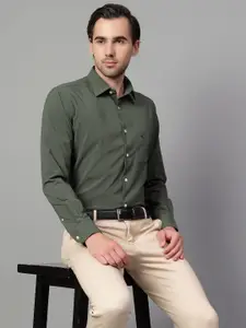 Cantabil Men Spread Collar Solid Slim Fit Formal Shirt