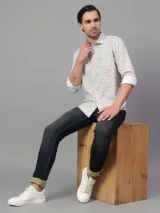 Cantabil Men Spread Collar Abstract Printed Cotton Slim Fit Casual Shirt