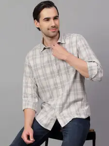 Cantabil Men Spread Collar Checked Cotton Slim Fit Casual Shirt