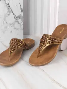 Mochi Women Ethnic T-Strap Flats