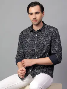 Cantabil Men Spread Collar Floral Printed Cotton Slim Fit Casual Shirt