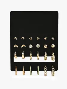 Kazo Set Of 12 Contemporary Oxidised Studs