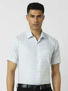 Van Heusen Men Spread Collar Windowpane Checked Cotton Formal Shirt