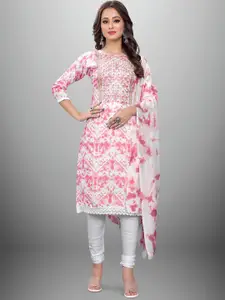 Maroosh Abstract Printed Zari Unstitched Dress Material