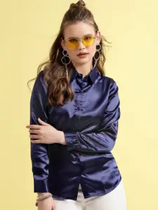 BEING NAUGHTY Women Comfort Spread Collar Solid Party Shirt