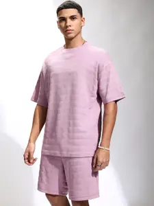 HIGHLANDER Textured Round Neck T-Shirts & Shorts Co-Ords