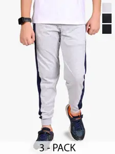 BAESD Boys Pack Of 3 Color-Block Cotton Joggers