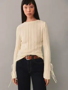 MANGO Ribbed Sweater With Bow Detailing