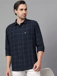 Cantabil Men Spread Collar Windowpane Checked Cotton Slim Fit Casual Shirt