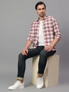 Cantabil Men Spread Collar Buffalo Checked Cotton Slim Fit Casual Shirt