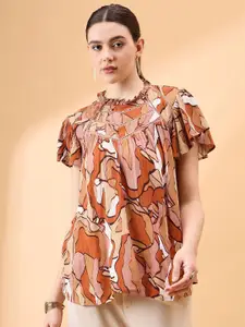 all about you Print Flutter Sleeve Crepe Top