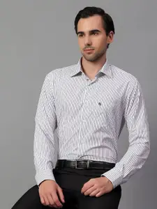 Cantabil Men Spread Collar Vertical Striped Slim Fit Formal Shirt